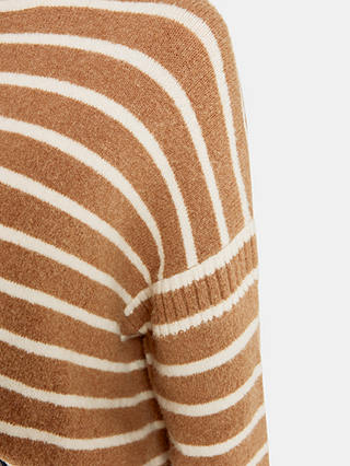 Whistles Stripe Rib Funnel Neck Wool Blend Jumper, Cream/Multi