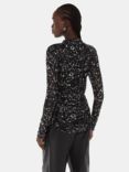 Whistles Scribble Bouquet Print Ruched Shirt, Black/Multi