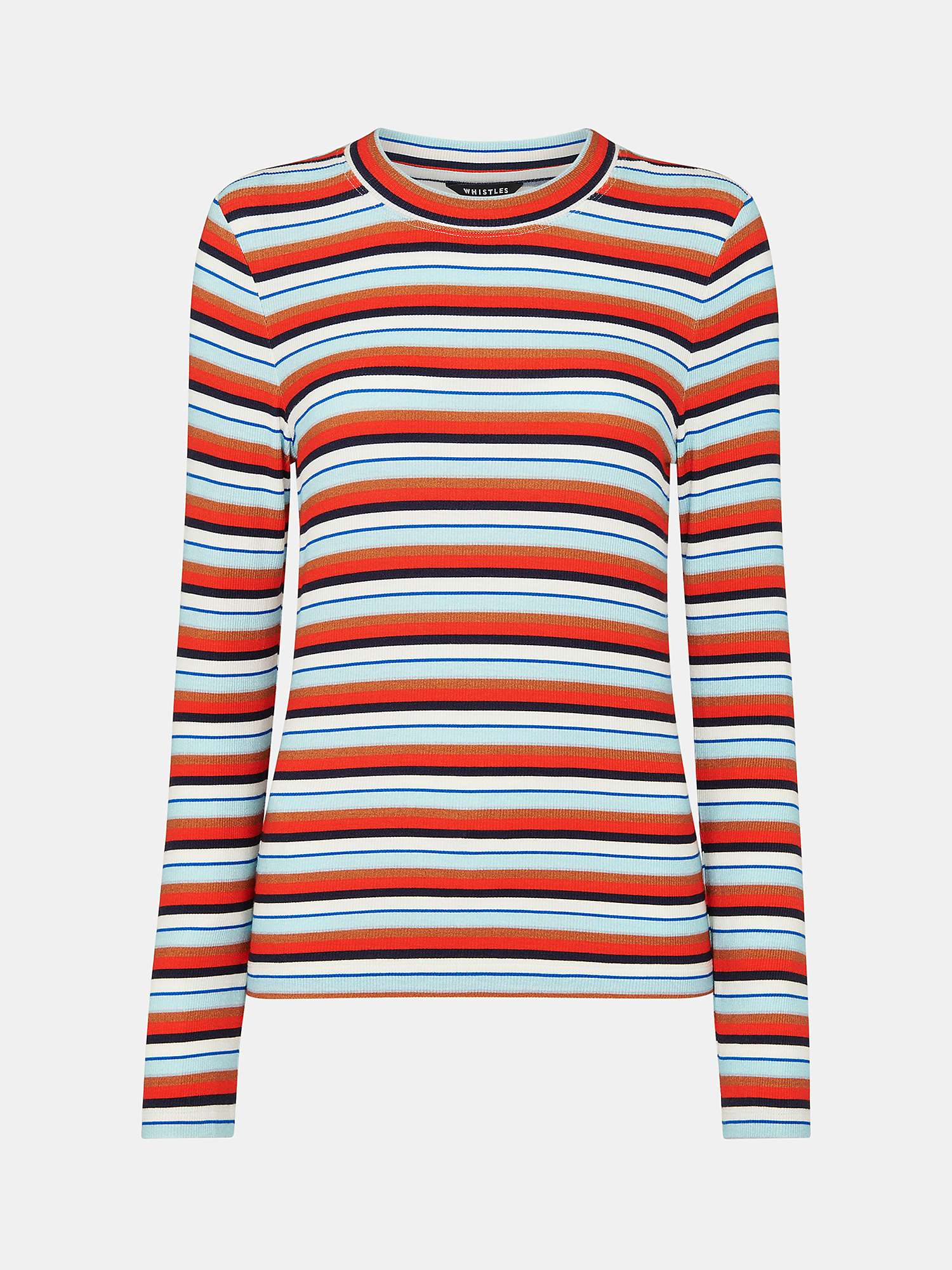 Buy Whistles Stripe Ribbed Crew Neck T-Shirt, Multi Online at johnlewis.com