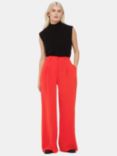 Whistles Petite Harper Wide Leg Crepe Trousers, Red, Red