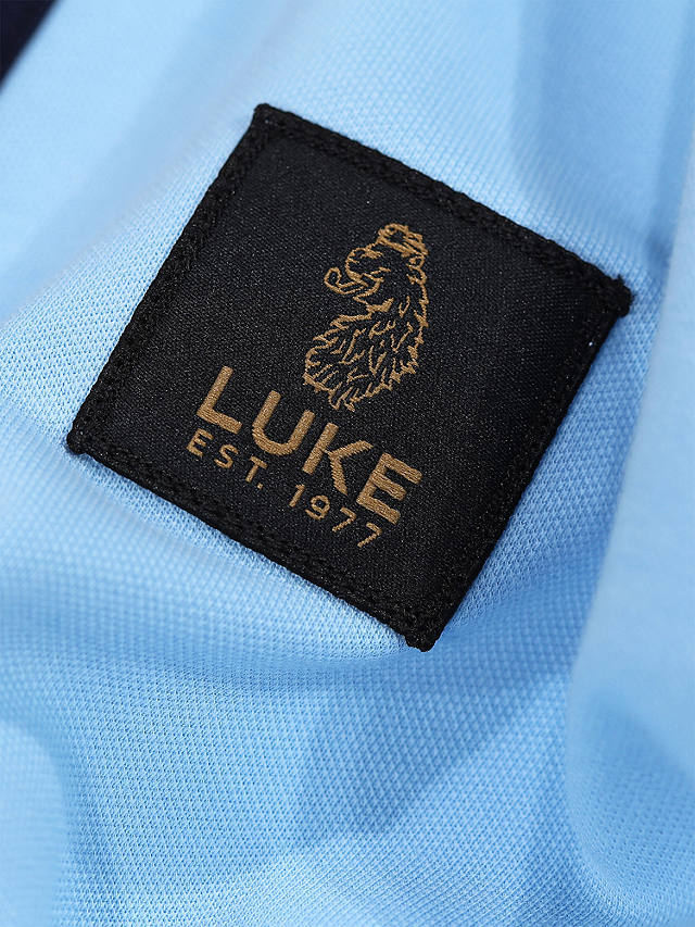 LUKE 1977 Gledhow Long Sleeve Polo Top, Sky Blue