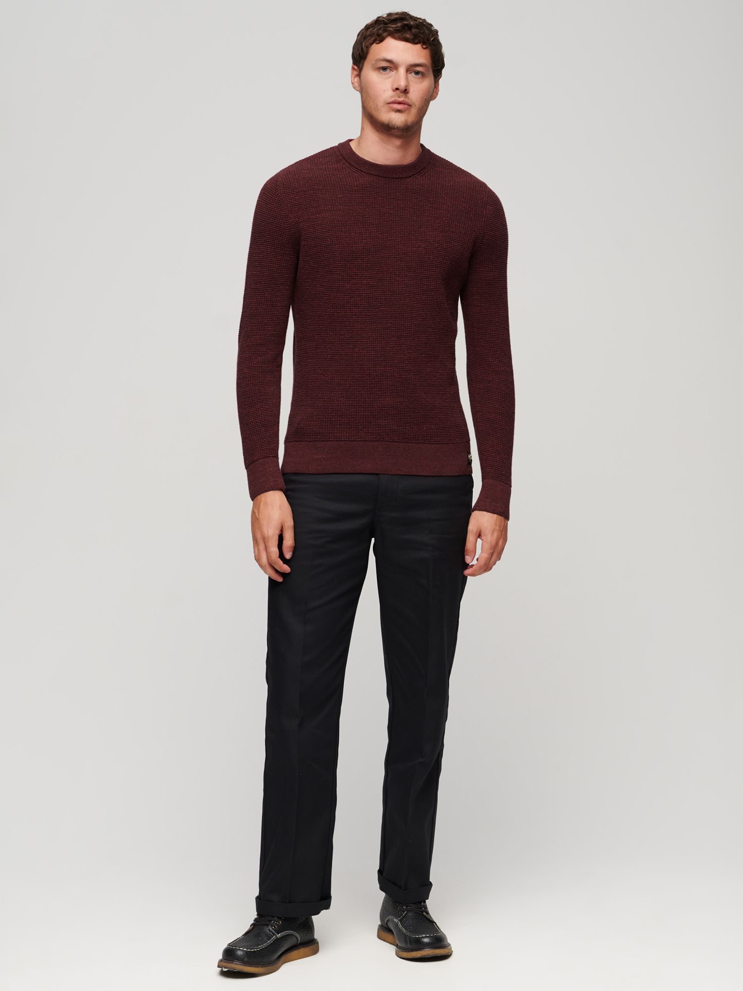 Superdry Textured Crew Knit Jumper, Red