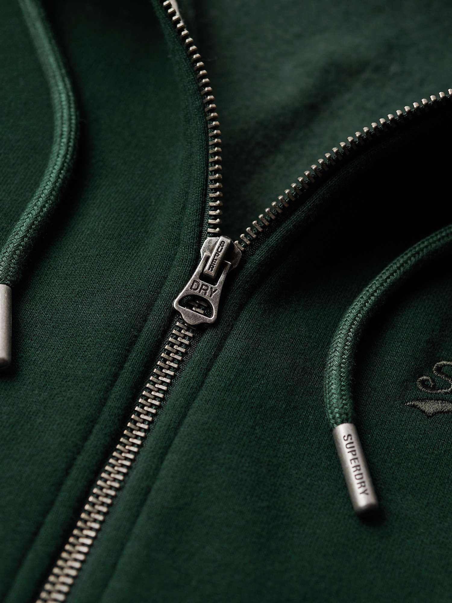 Superdry Essential Logo Zip Hoodie, Forest Green at John Lewis & Partners