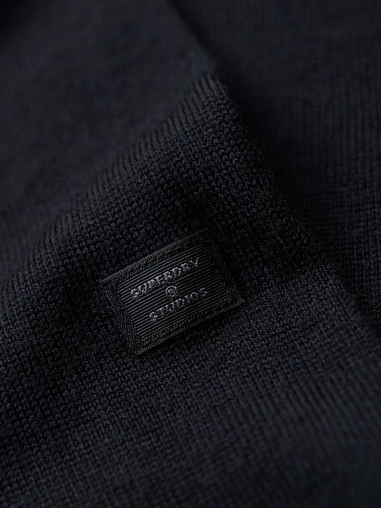 Buy Superdry Merino Wool Polo Neck Jumper, Black Online at johnlewis.com
