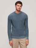 Superdry Textured Crew Knit Jumper, Light Blue