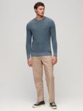 Superdry Textured Crew Knit Jumper, Light Blue