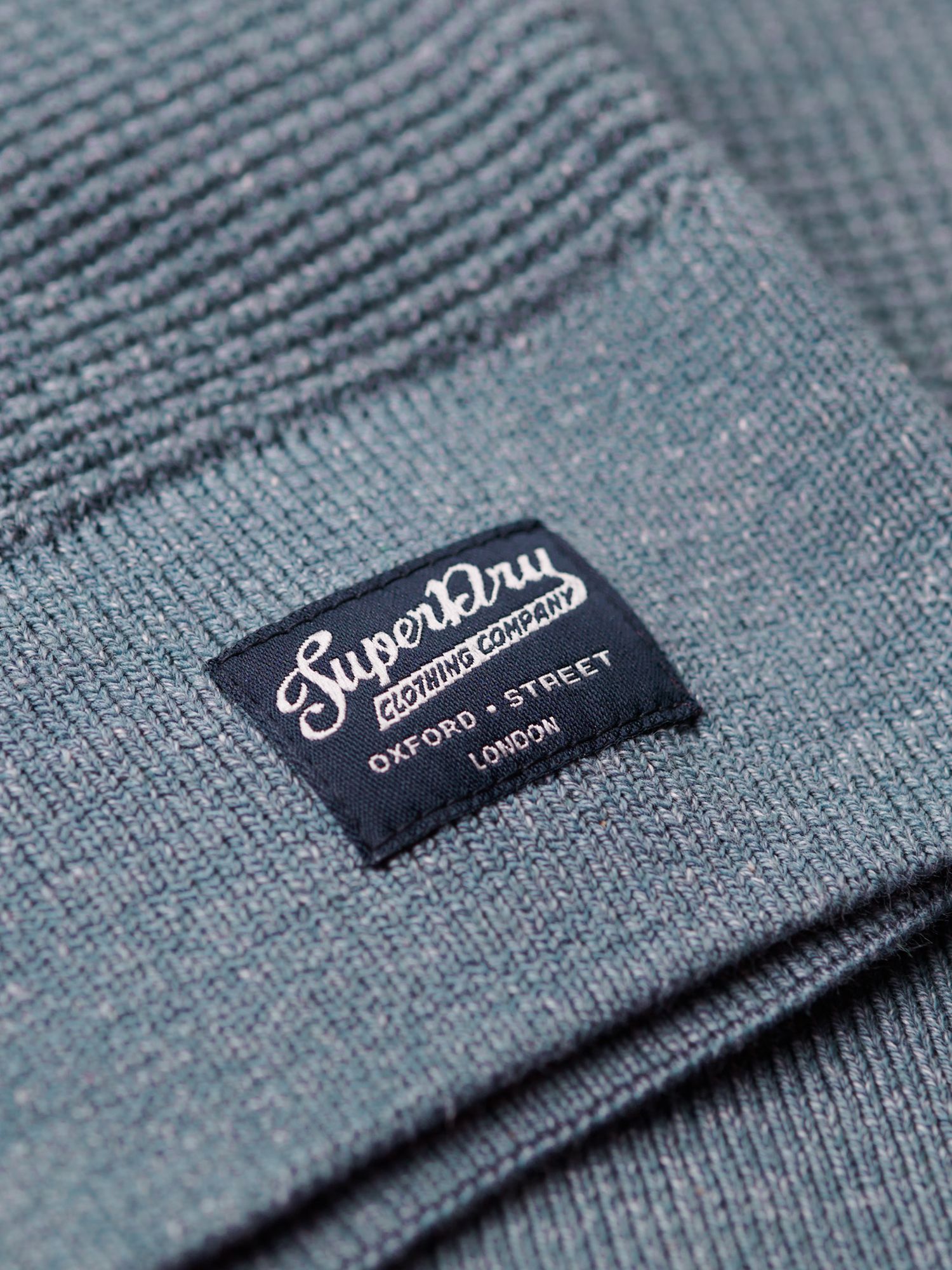 Superdry Textured Crew Knit Jumper, Blue at John Lewis & Partners