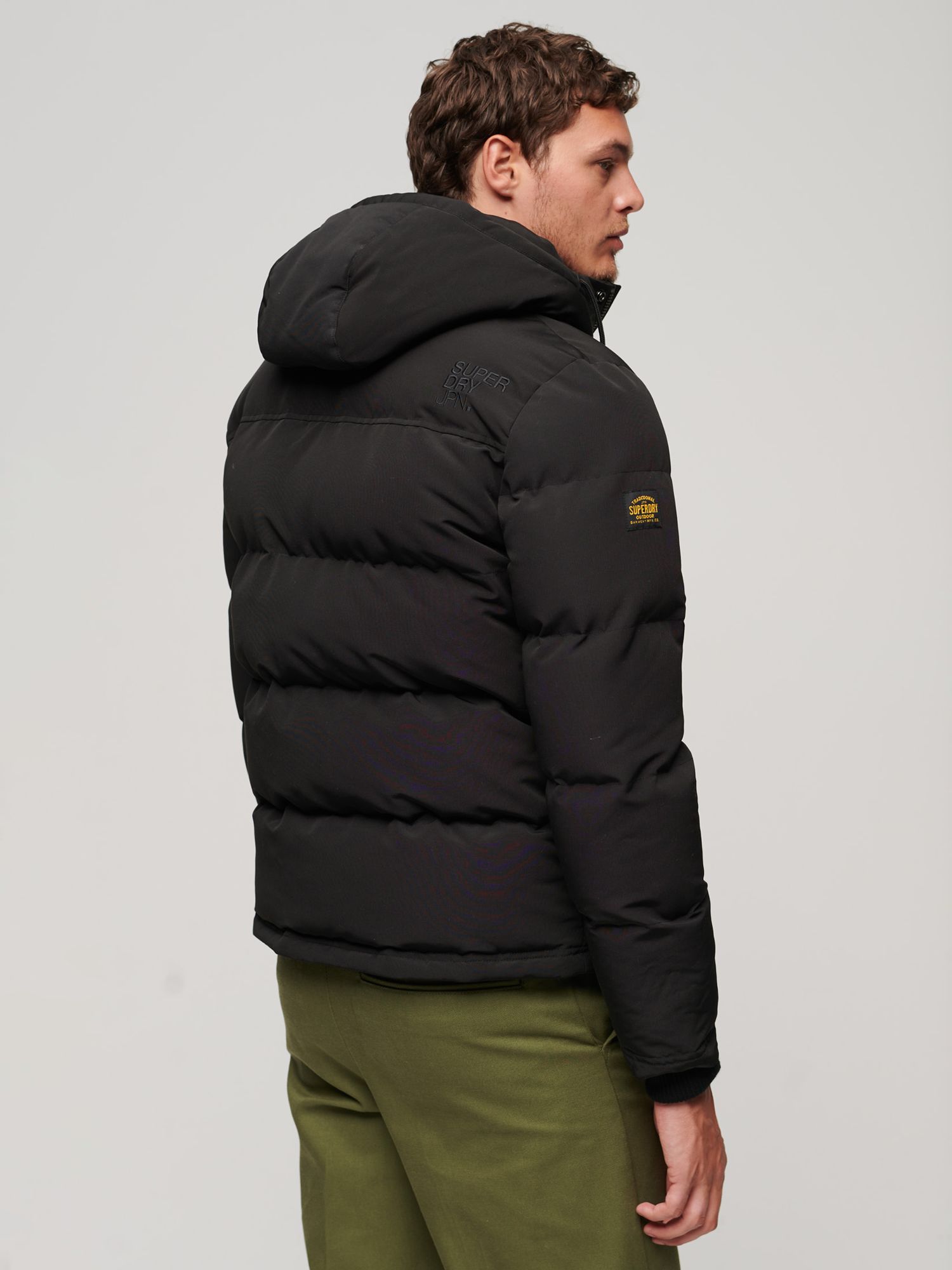 Superdry Everest Hooded Puffer Jacket, Black at John Lewis & Partners