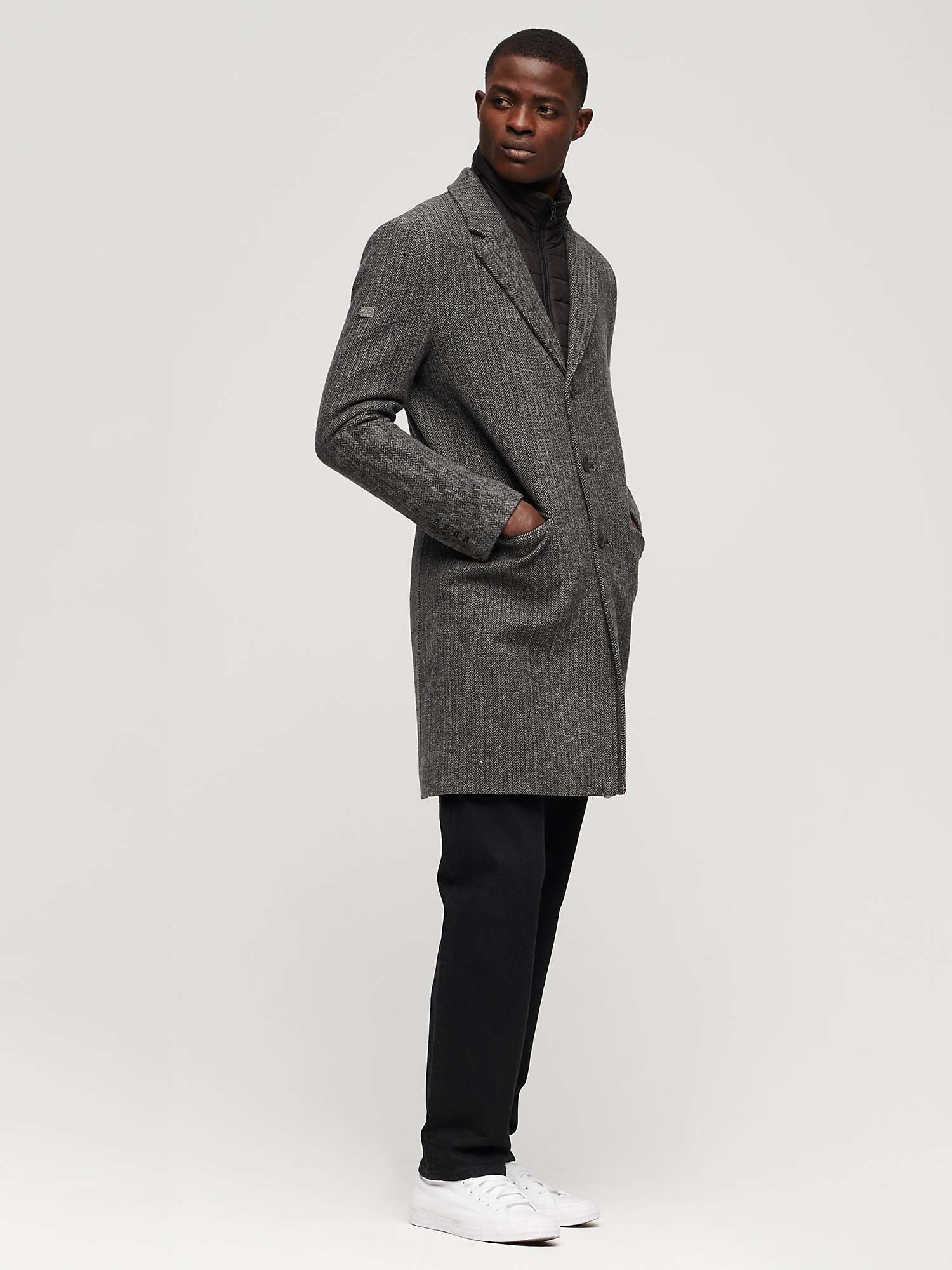 Buy Superdry Wool Blend Coat, Dark Grey Online at johnlewis.com