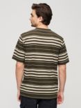 Superdry Organic Cotton Striped T-Shirt, Green/Multi