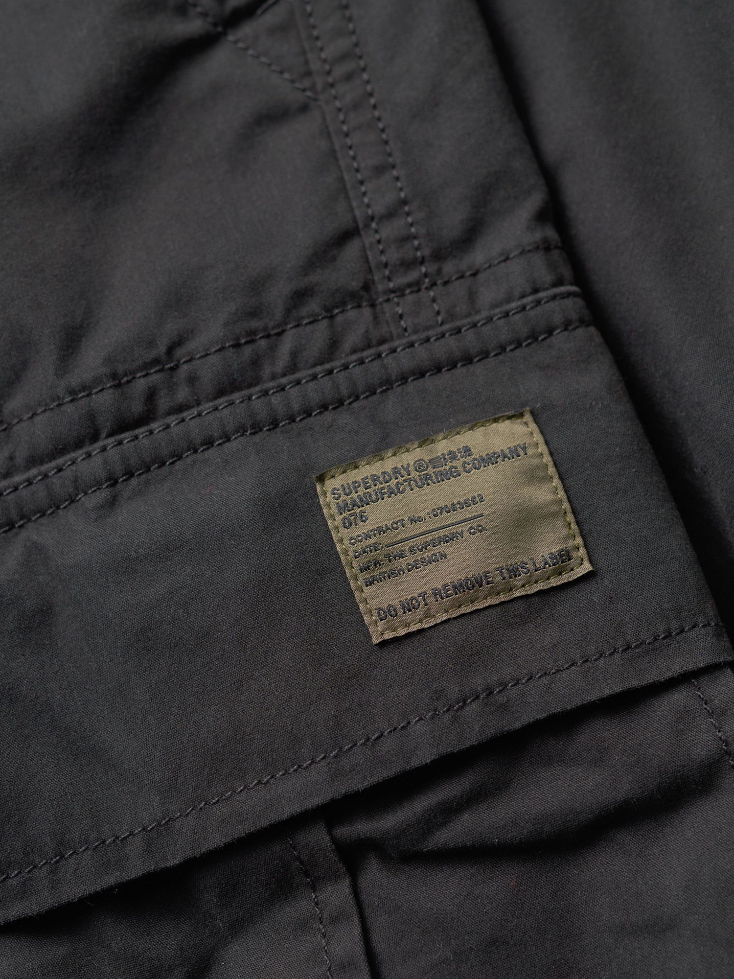 Superdry Cotton Cargo Trousers, Black at John Lewis & Partners