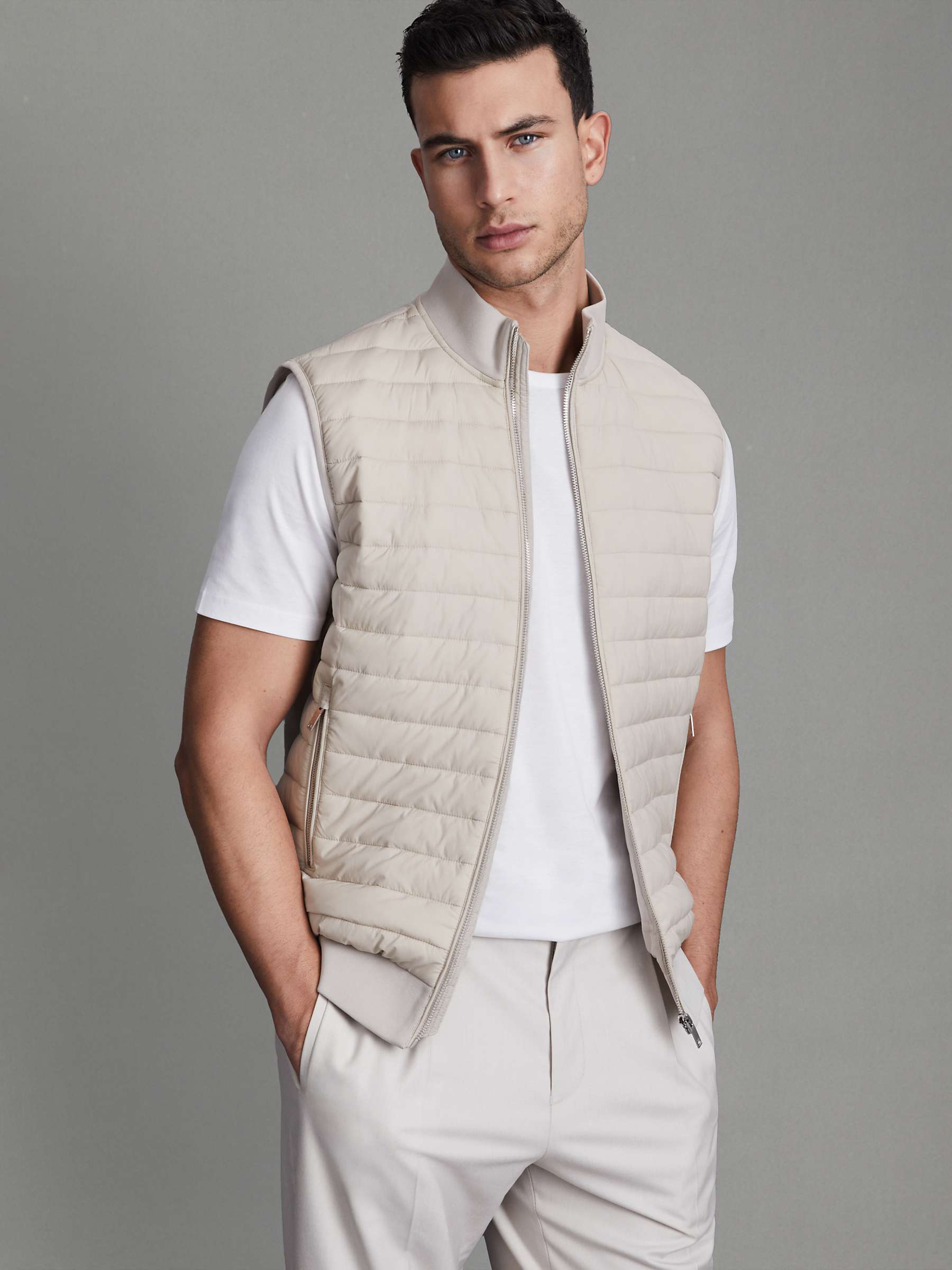Buy Reiss Pluto Quilted Gilet, Stone Online at johnlewis.com