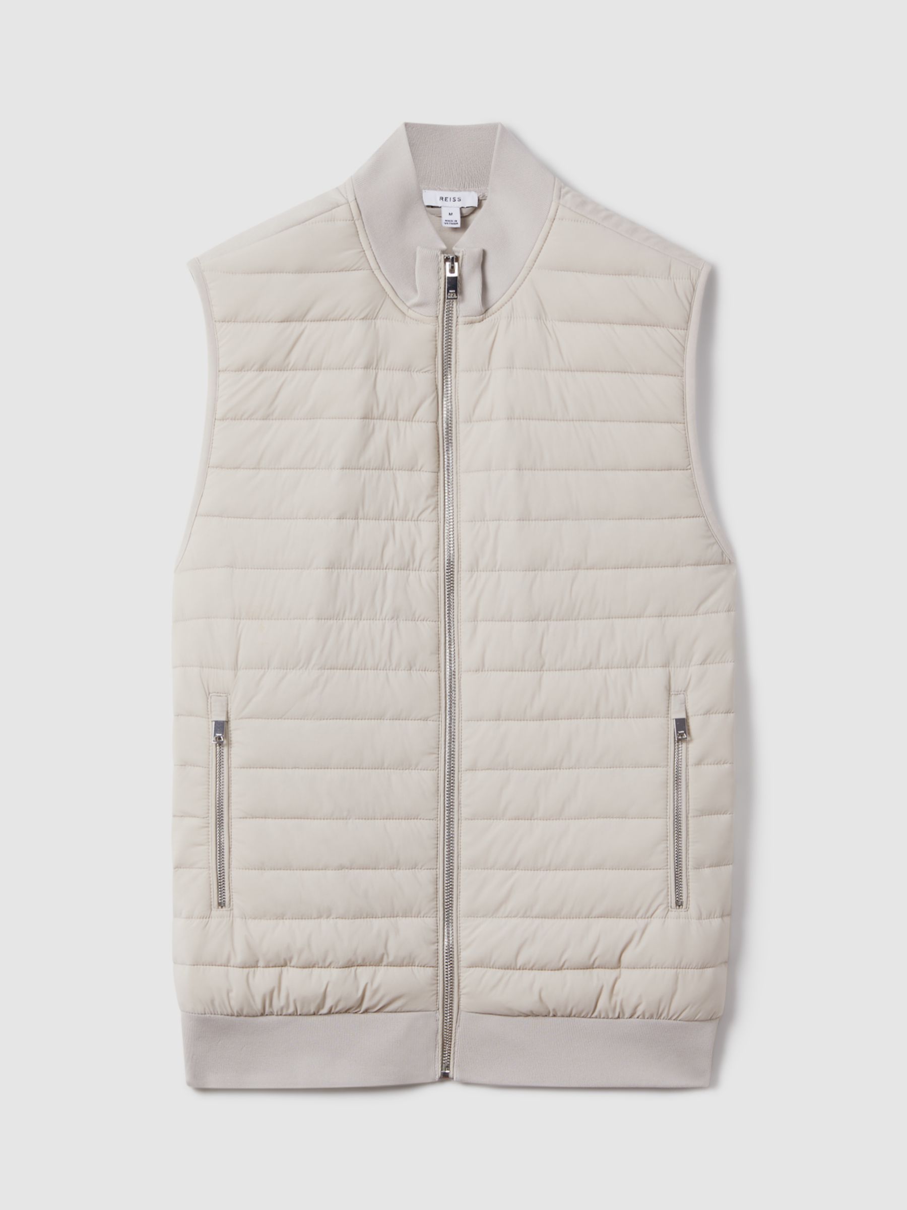 Reiss Pluto Quilted Gilet, Stone, XS