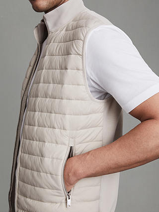 Reiss Pluto Quilted Gilet, Stone