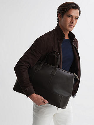 Reiss Carter Leather Hodall Bag, Chocolate