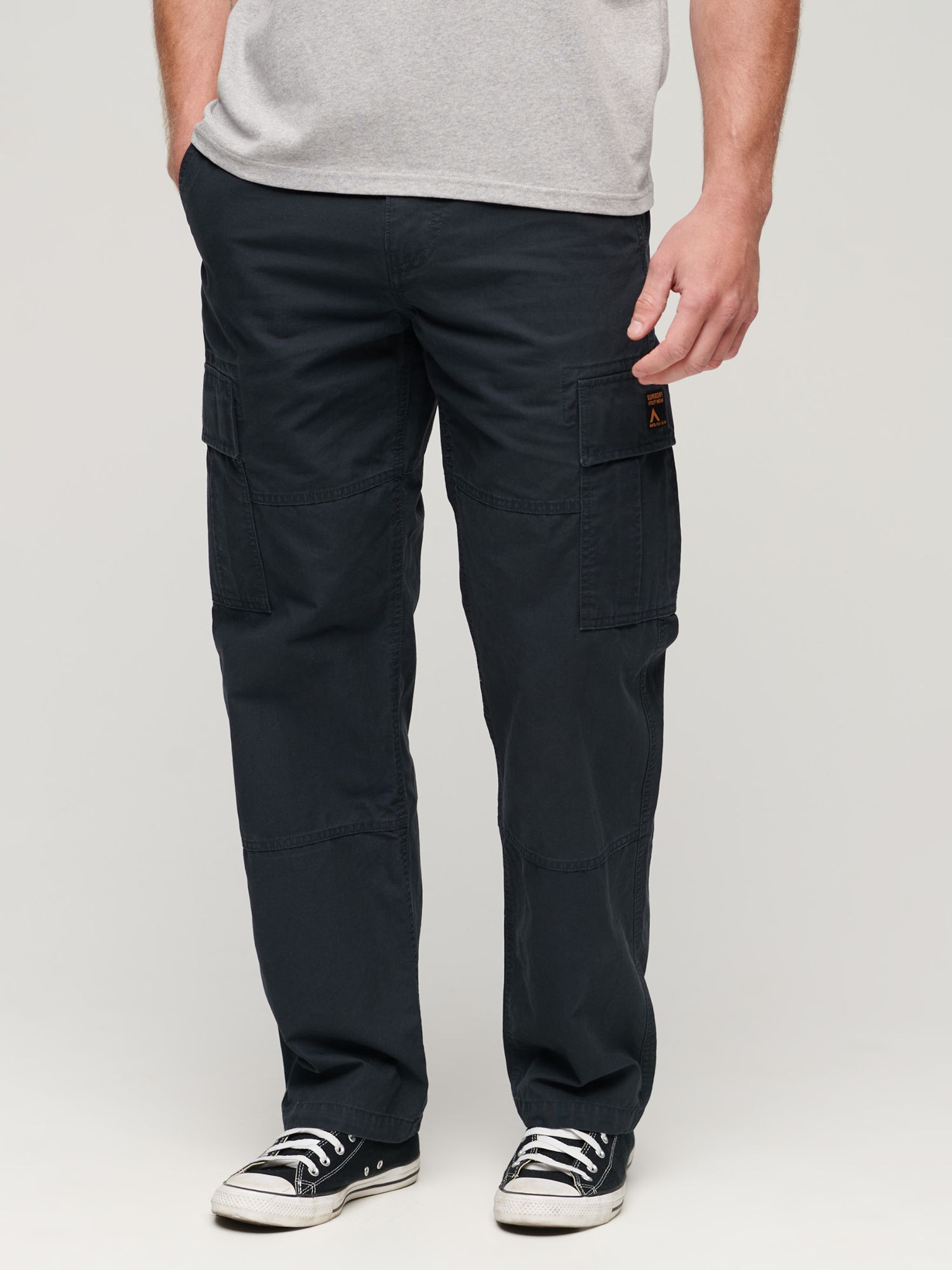 Superdry Organic Cotton Cargo Pants, Eclipse Navy at John Lewis & Partners