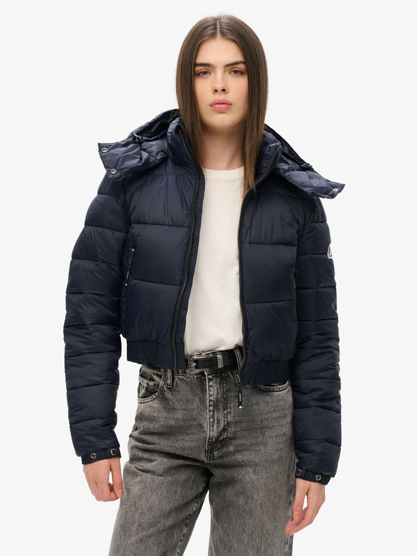 Superdry Crop Hooded Fuji Jacket, Eclipse Navy