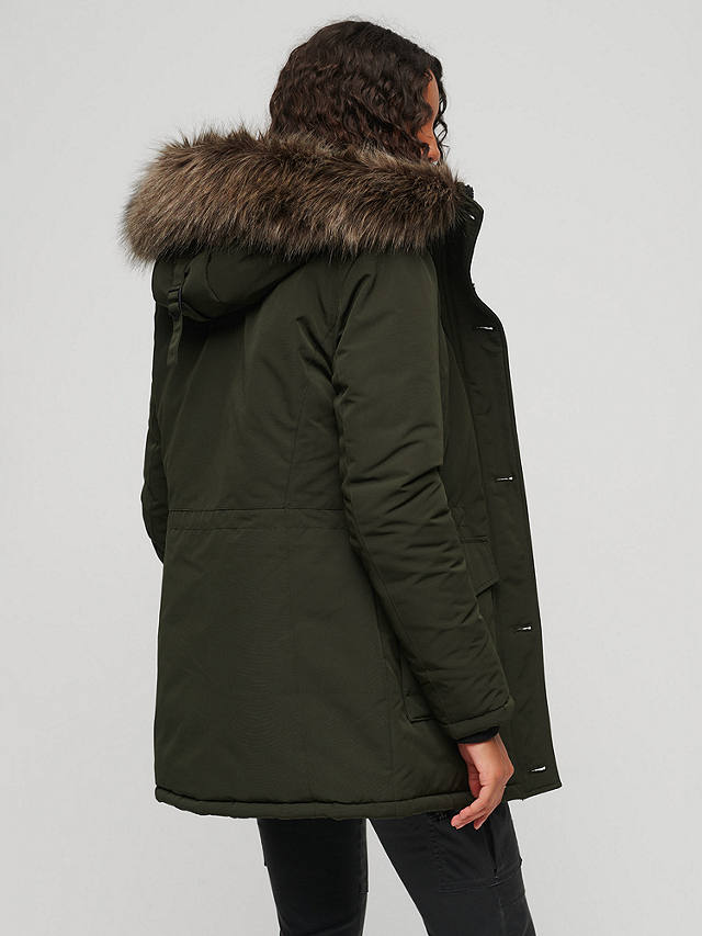 Superdry Everest Faux Fur Hooded Parka Coat, Khaki