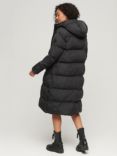 Superdry Hooded Longline Puffer Coat, Black