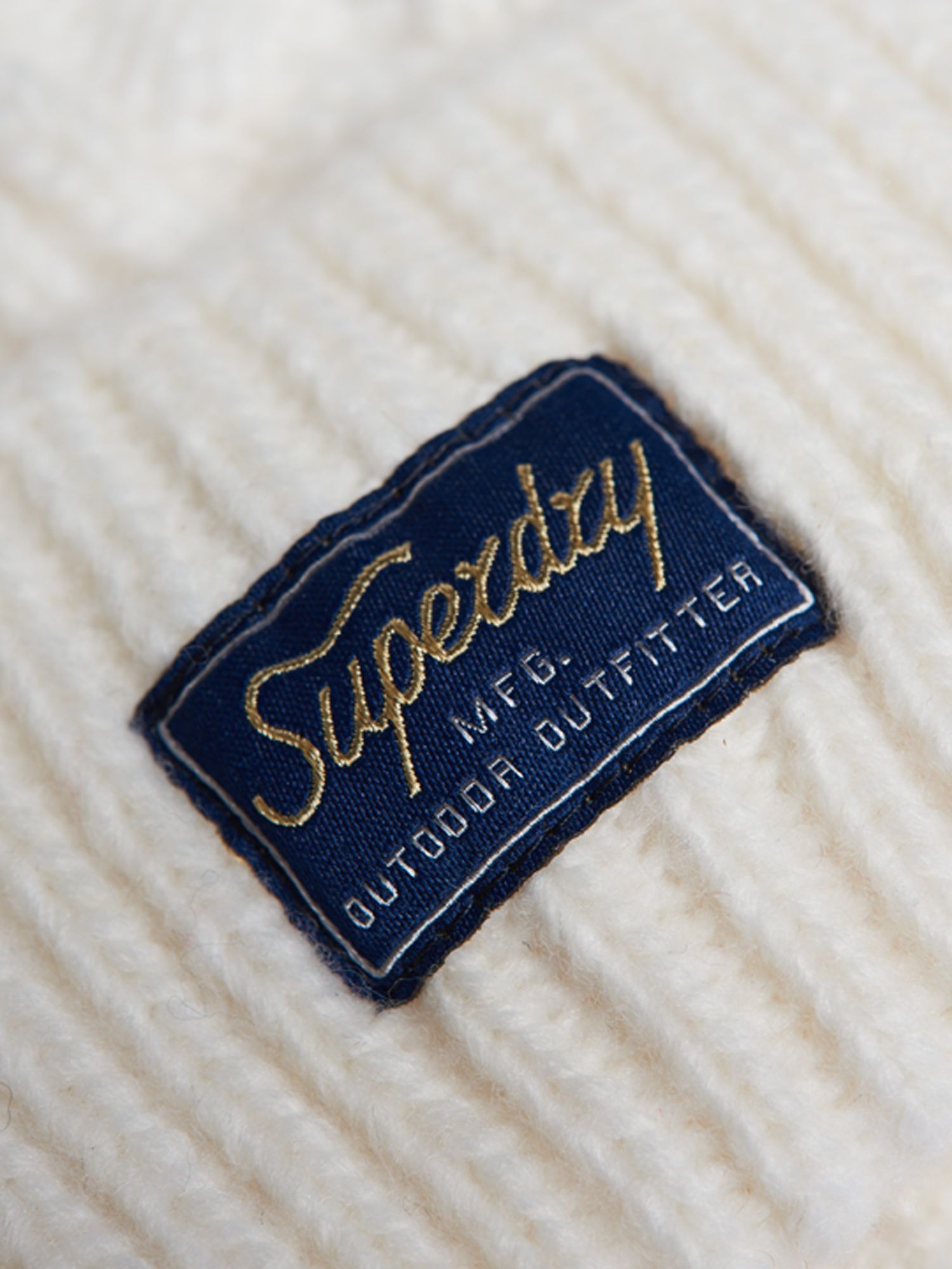 Superdry Tweed Cable Beanie, Winter White at John Lewis & Partners