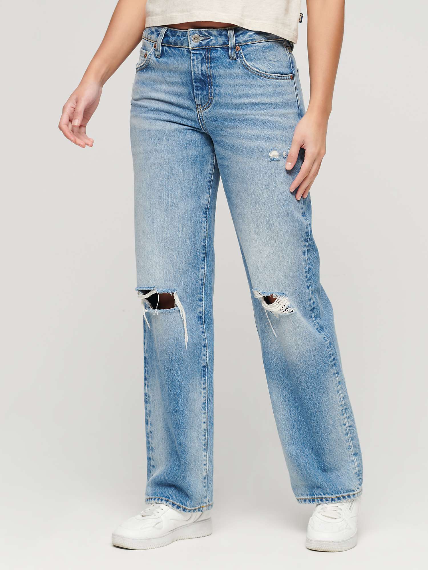 Buy Superdry Organic Cotton Mid Rise Wide Leg Jeans, Spring Vintage Custom Online at johnlewis.com