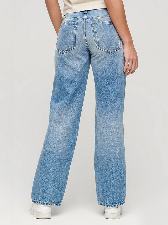 Superdry Organic Cotton Mid Rise Wide Leg Jeans, Spring Vintage Custom