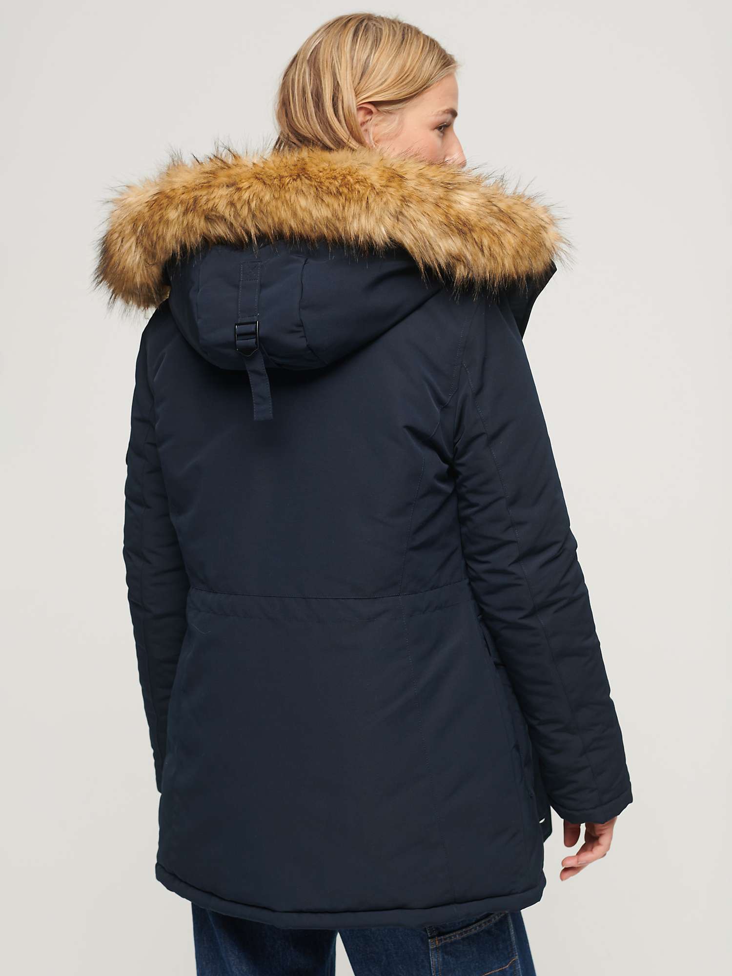 Buy Superdry Everest Faux Hooded Parka Coat, Navy Online at johnlewis.com