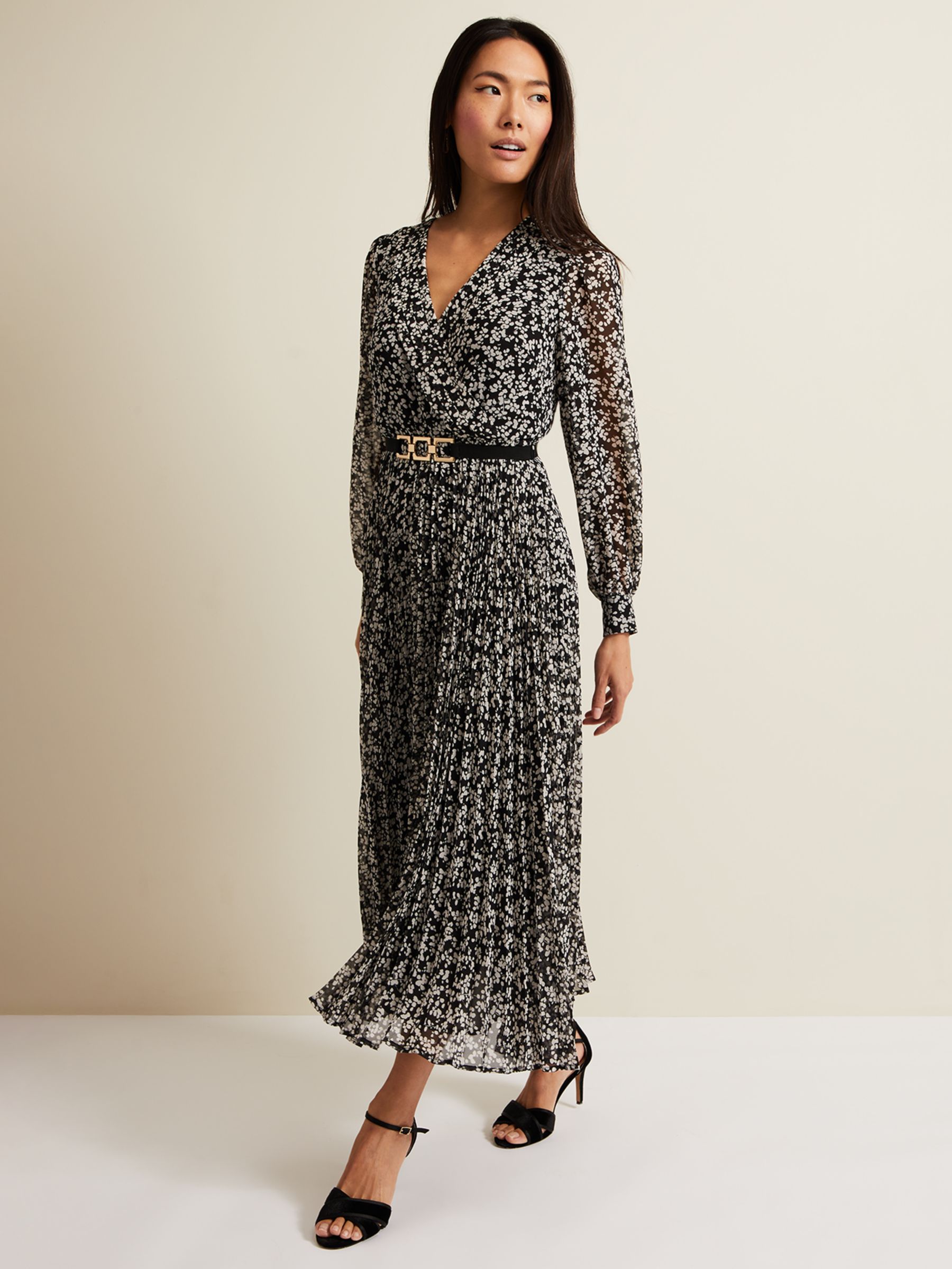 Phase Eight Ayana Spot Pleated Dress, Multi at John Lewis & Partners