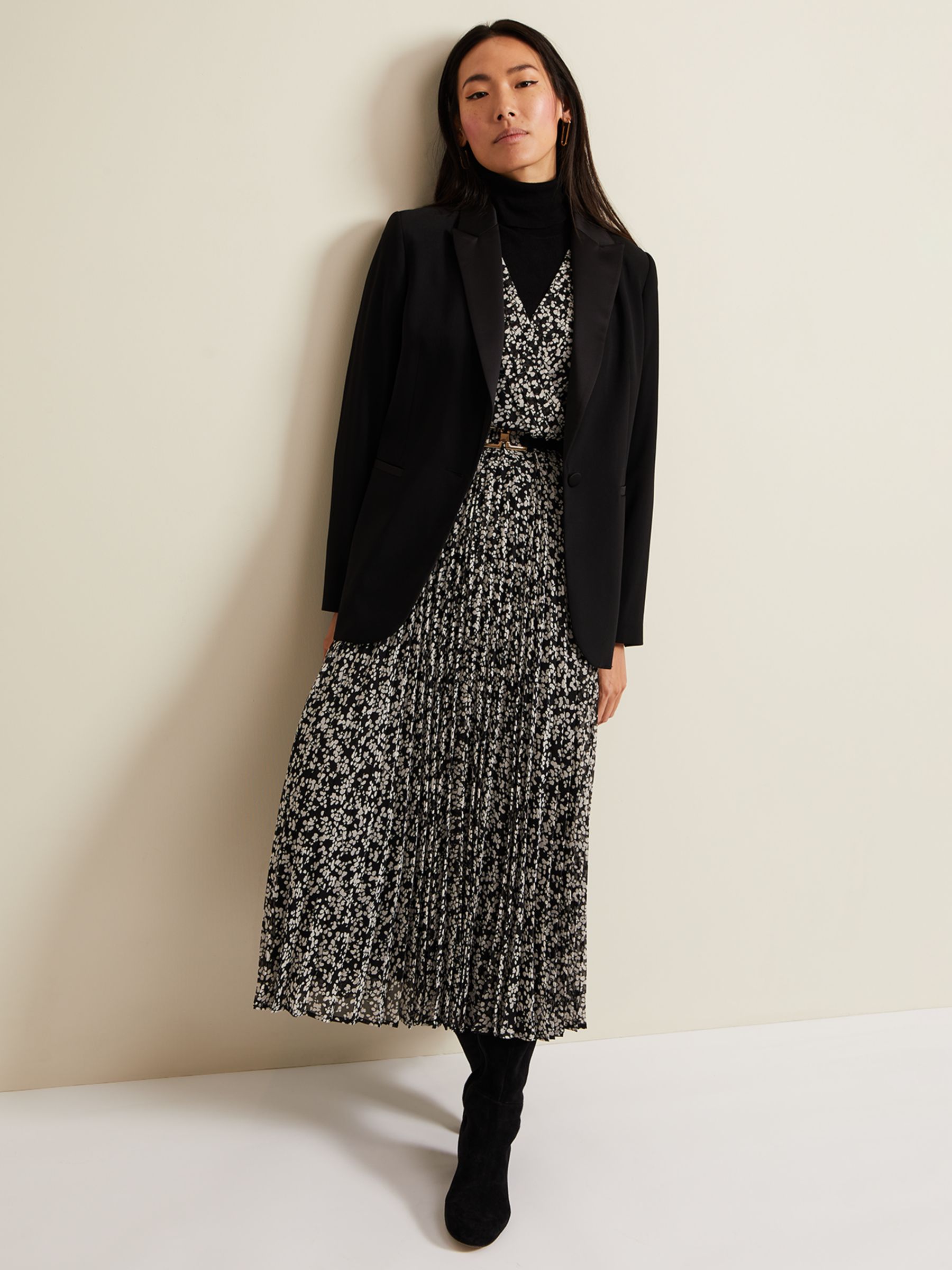 Phase Eight Ayana Spot Pleated Dress, Multi at John Lewis & Partners