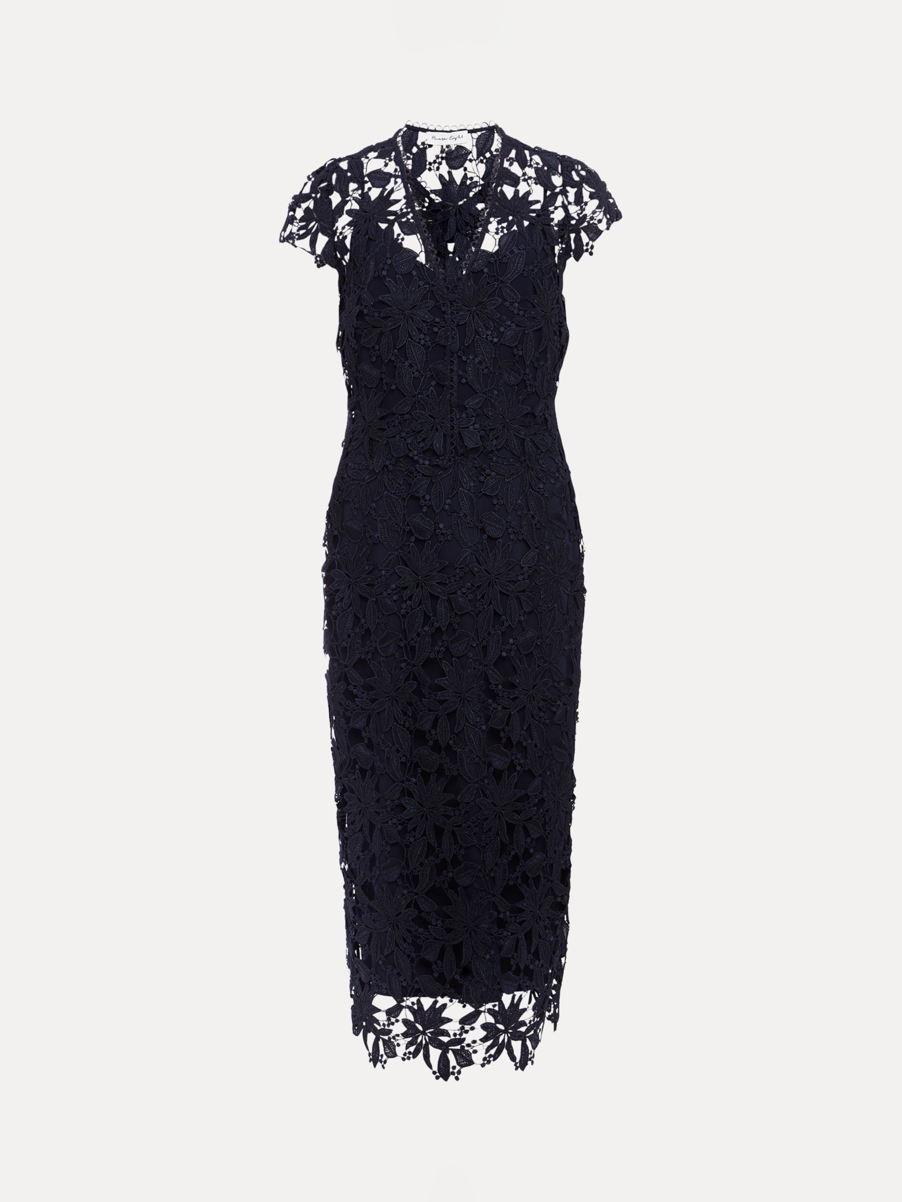 Phase Eight Meghan Lace Double Layer Dress, Navy, 6