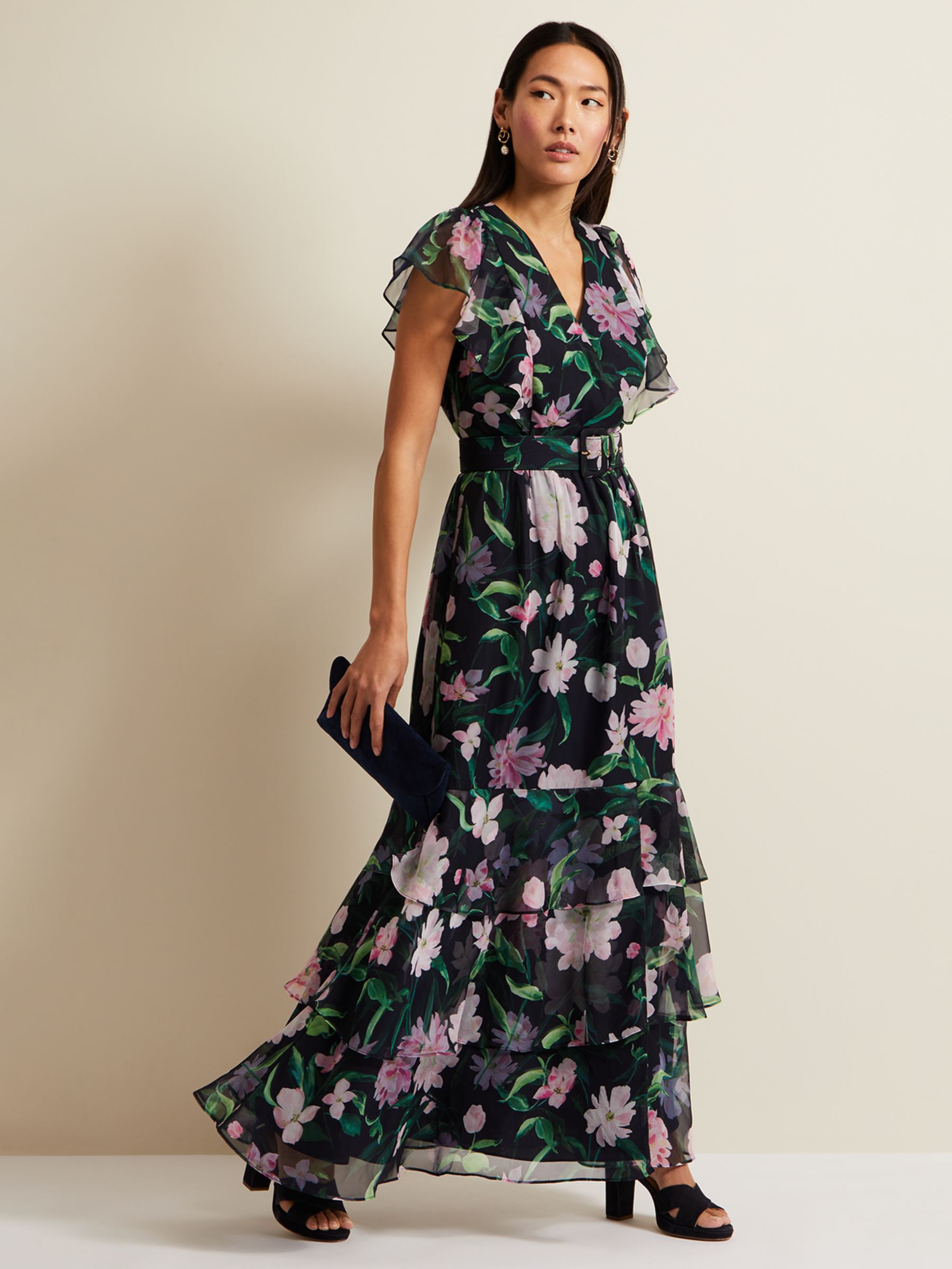 Phase Eight Leonie Tiered Floral Maxi Dress, Multi at John Lewis & Partners