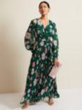 Phase Eight Rosa Floral Pleated Maxi Dress, Green/Multi