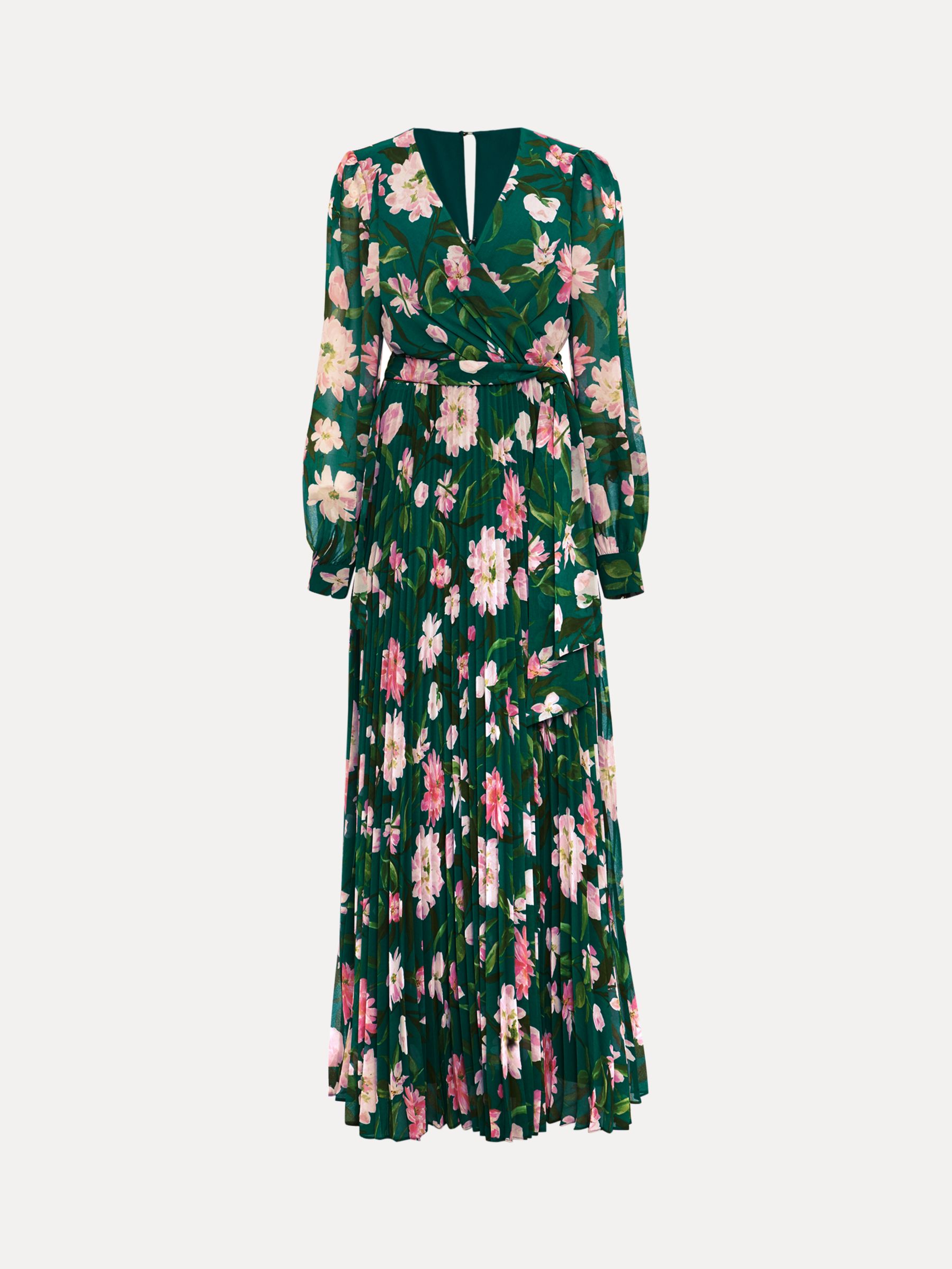 Phase Eight Rosa Floral Pleated Maxi Dress, Green/Multi at John Lewis ...