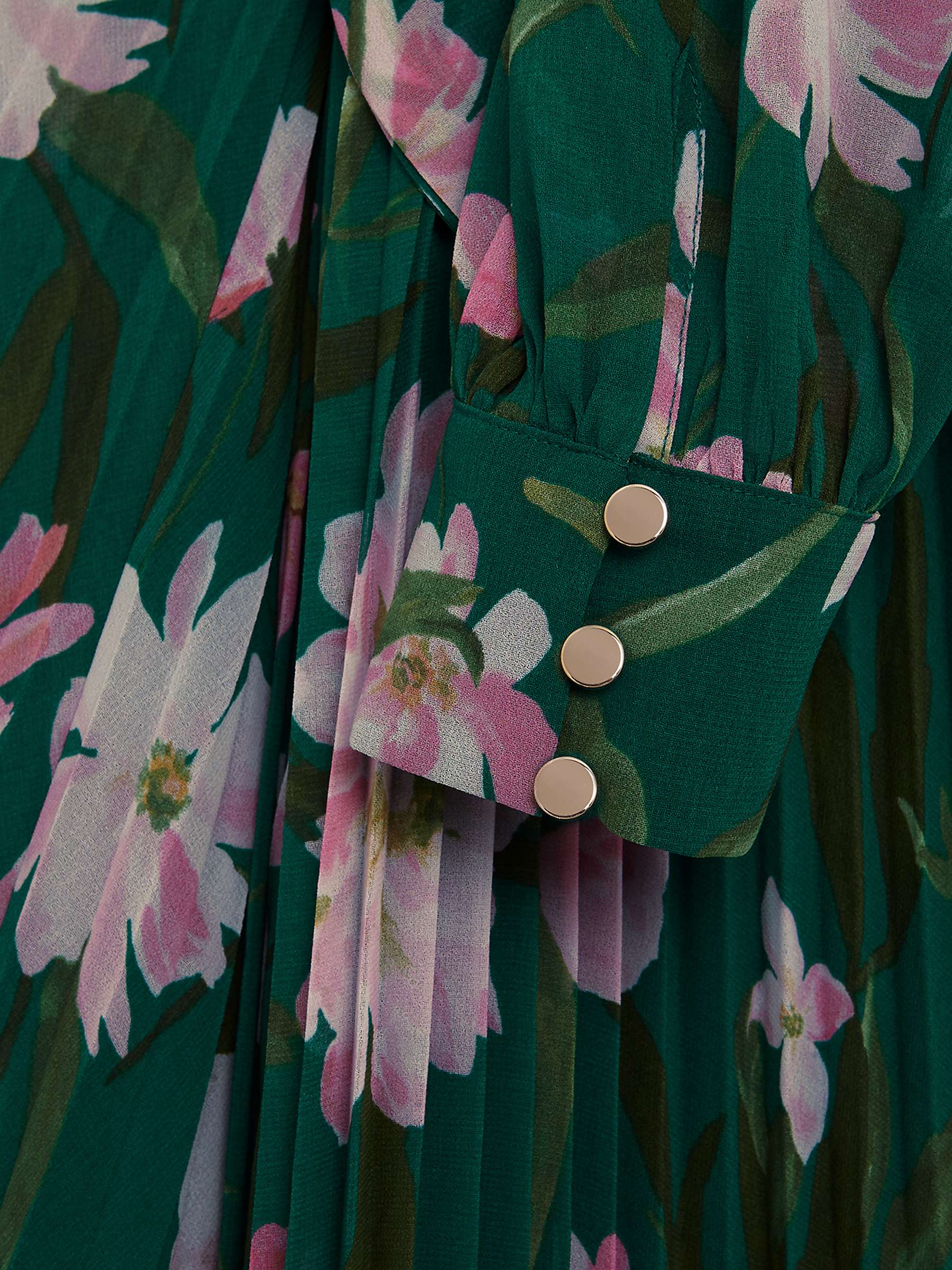 Buy Phase Eight Rosa Floral Pleated Maxi Dress, Green/Multi Online at johnlewis.com