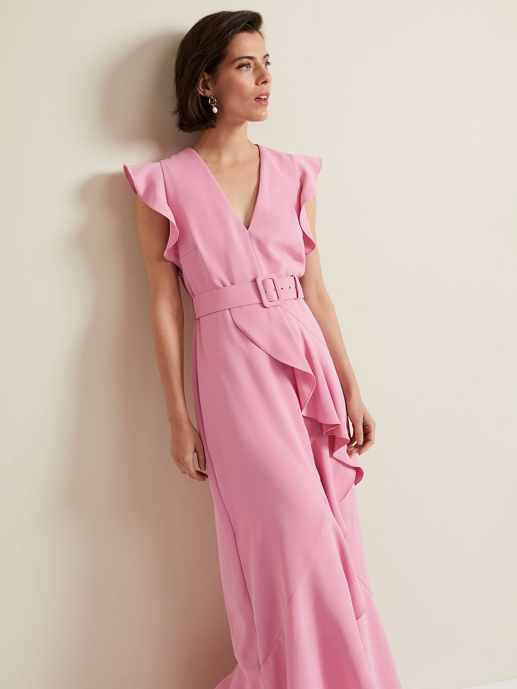 Buy Phase Eight Phoebe Frill Maxi Dress, Pink Online at johnlewis.com