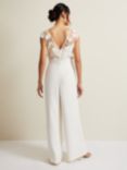 Phase Eight Cherie Bridal Floral Textured Overlay Jumpsuit, Ivory