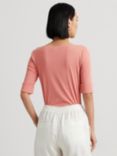 Lauren Ralph Lauren Judy Stretch Cotton Blend Boatneck T-Shirt, Pink Mahogany, Pink Mahogany