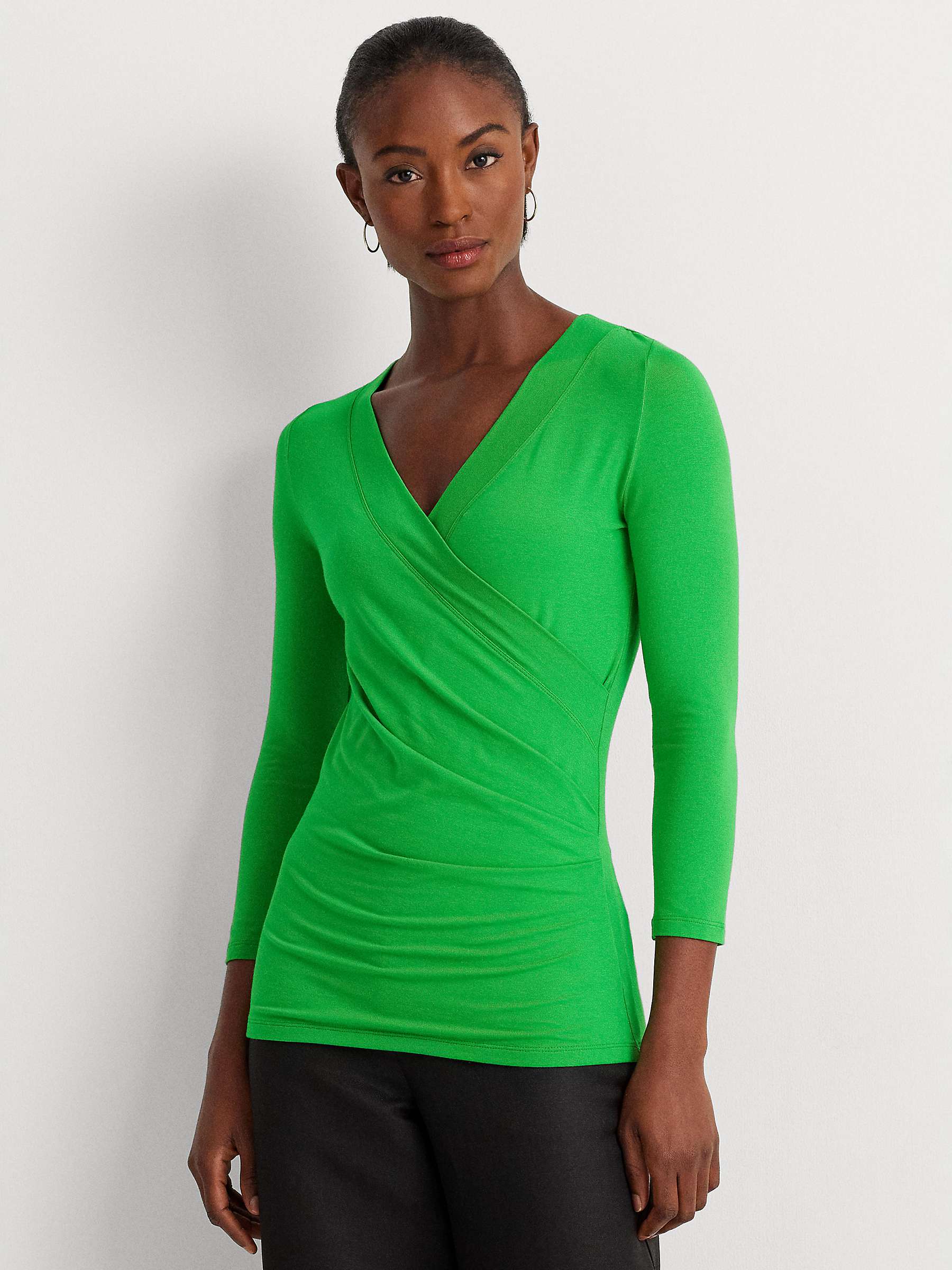 Buy Lauren Ralph Lauren  Alayja 3/4 Sleeve Wrap Jersey Top Online at johnlewis.com