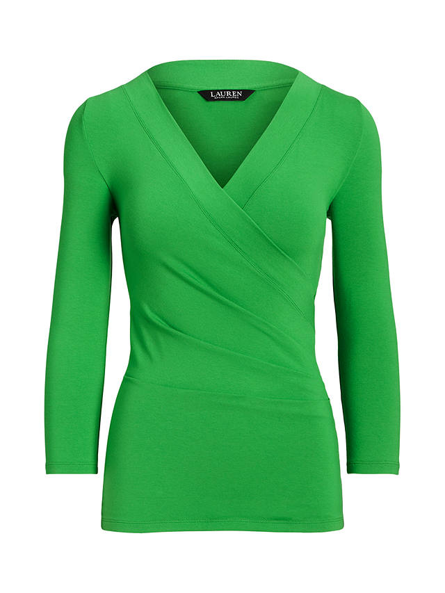 Lauren Ralph Lauren  Alayja 3/4 Sleeve Wrap Jersey Top, Green Topaz