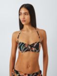 John Lewis Ios Floral Knot Centre Bikini Top, Black/Multi