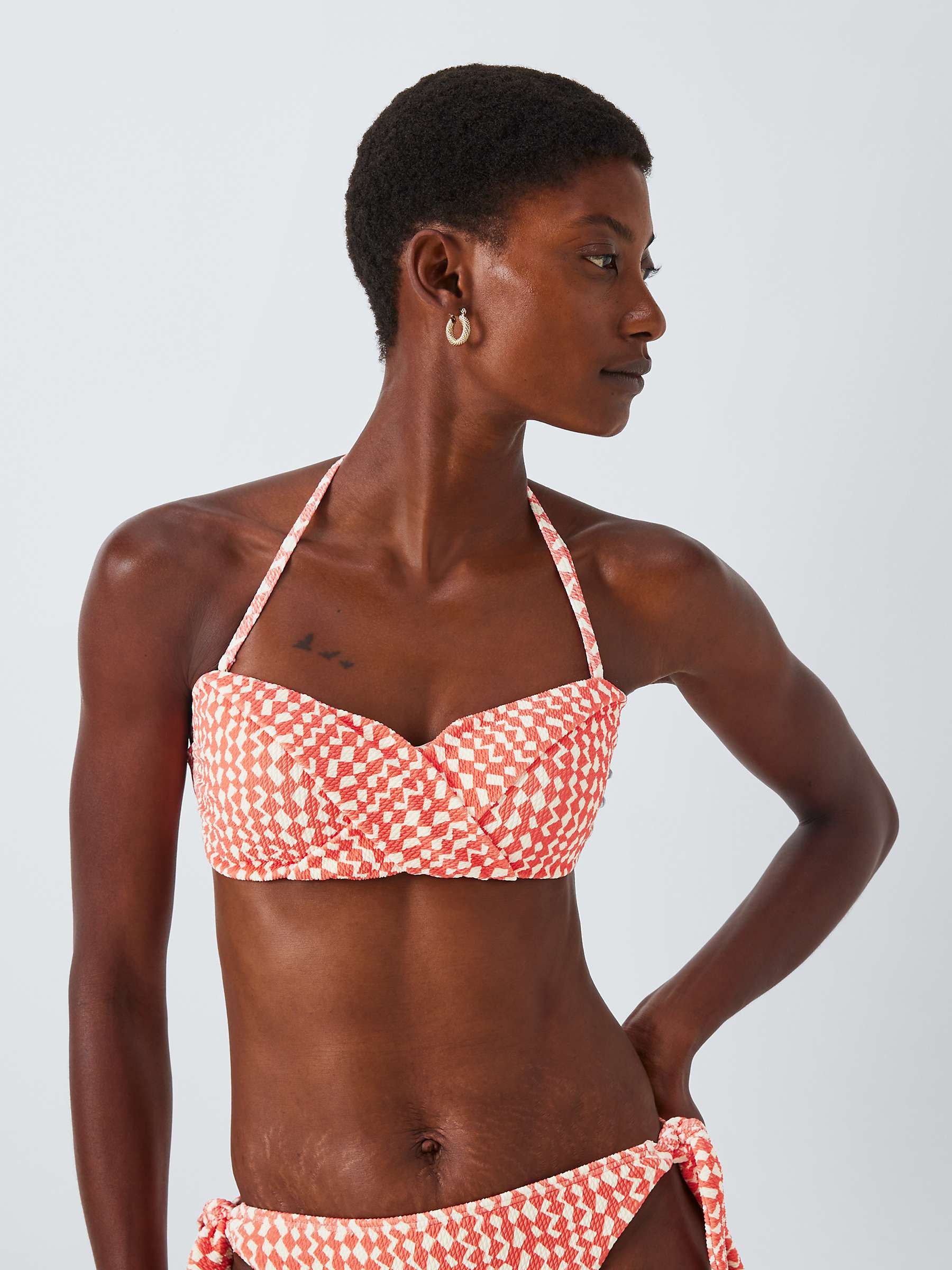 Buy John Lewis Geometric Twist Bandeau Bikini Top, Coral Online at johnlewis.com