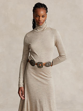 Polo Ralph Lauren Wool Blend Turtleneck Maxi Dress, Natural Beige