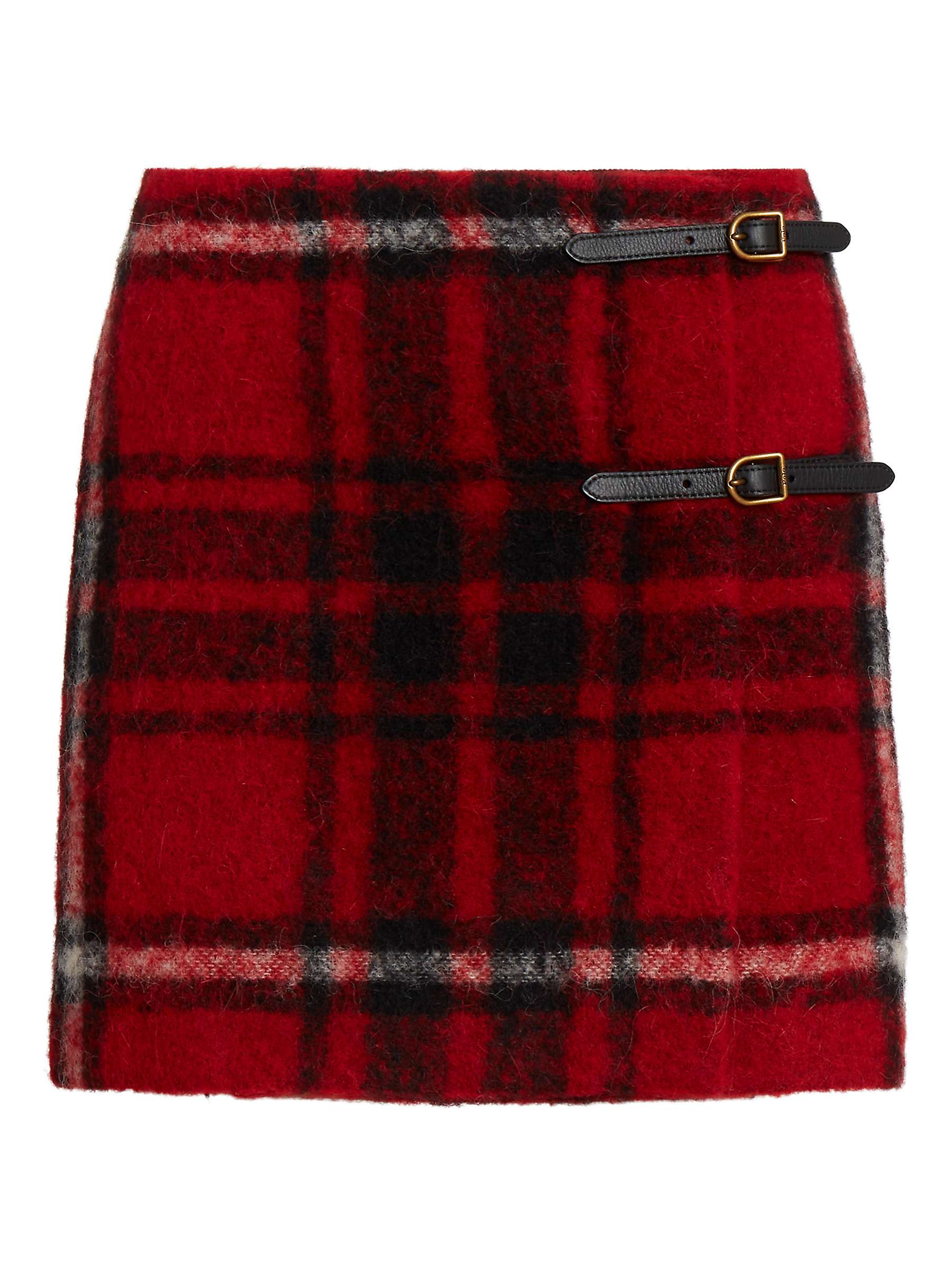 Buy Ralph Lauren Polo Ralph Lauren Leather Trim Wool Blend Plaid Wrap Mini Skirt, Red/Multi Online at johnlewis.com