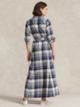 Ralph Lauren Polo Ralph Lauren Stephanie Plaid Cotton Twill Maxi Shirt Dress, Blue/White, Blue/White