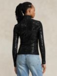 Polo Ralph Lauren Sequin Embellished Long Sleeved Top, Black