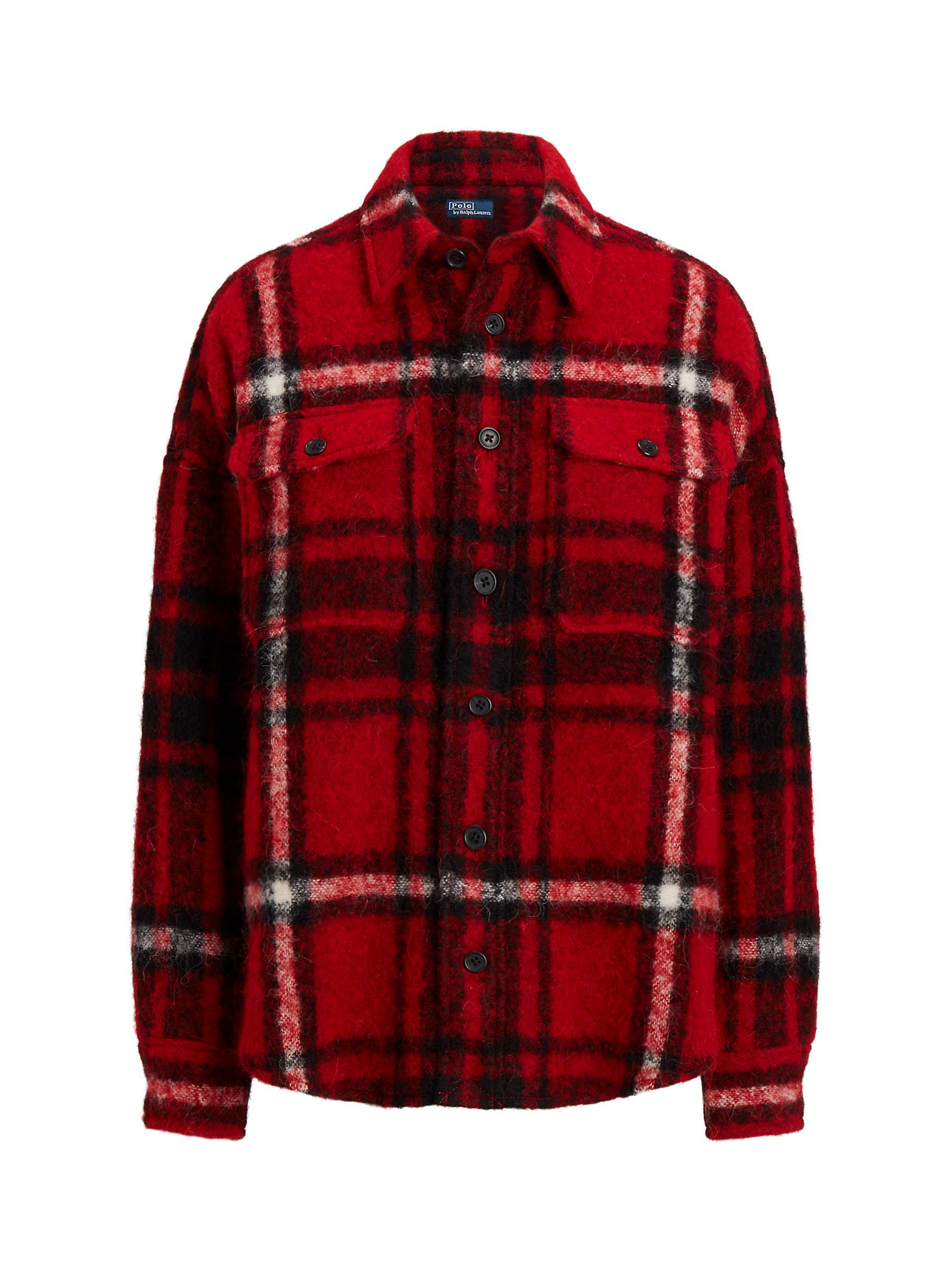 Buy Ralph Lauren Polo Ralph Lauren Olivia Oversized Plaid Wool Blend Shirt, Red Online at johnlewis.com