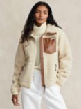 Polo Ralph Lauren Leather Trim Fleece Jacket, Natural