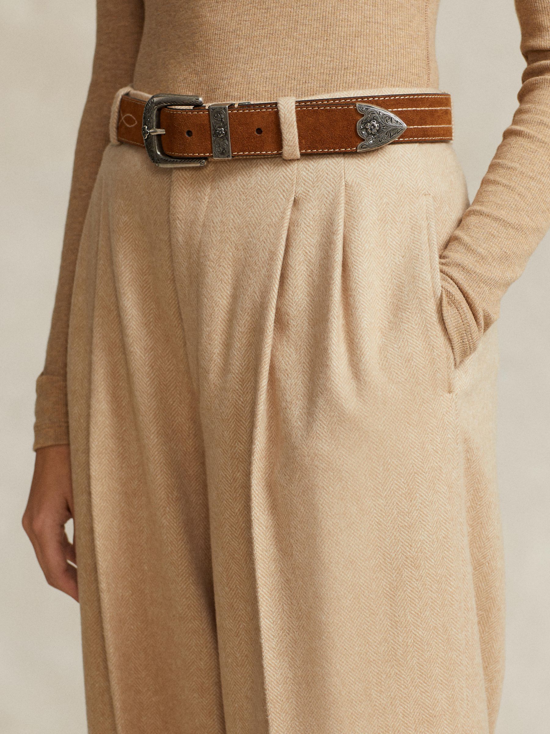 Women's Polo Ralph Lauren Herringbone Wool Blend Jogger Pants, Size Small -  Brown