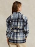 Polo Ralph Lauren Belted Wool Blend Check Shirt, Blue/Multi, Blue/Multi