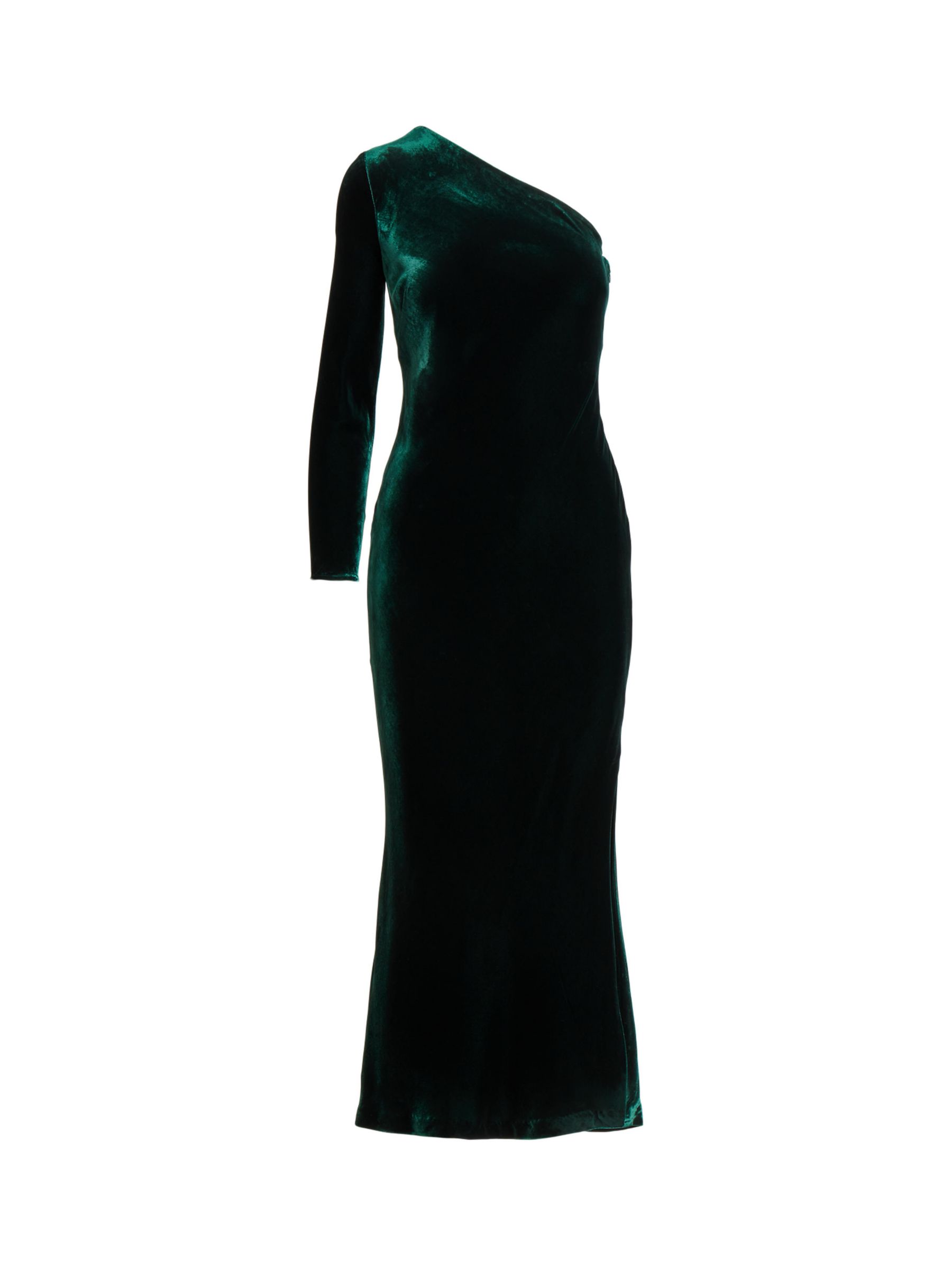 Polo Ralph Lauren Silk Blend Velvet One Shoulder Maxi Dress, Green at ...